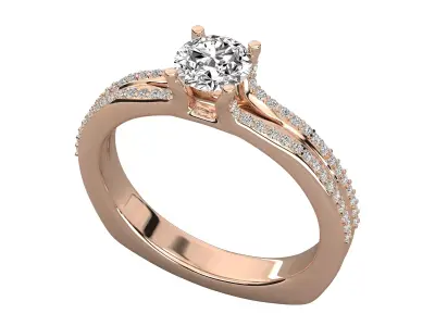 Women Light Weight Solitare Diamond Wedding Ring   30 3D print model