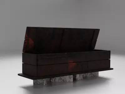 Bloody Crate on Cinder Blocks Game Ready Model Low-poly 3D model