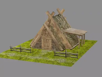 Medieval Viking House 08 Game Ready Low-poly 3D Model Low-poly 3D model