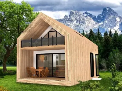 mountain cabin exterior 3d model Free low-poly 3D model