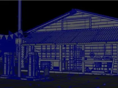 Gas Station Old fashioned 3D model