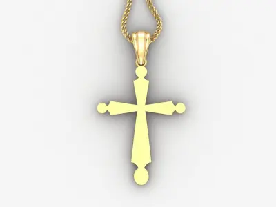 Light Gold 18K Cross Pendant 2CP090 3D print model