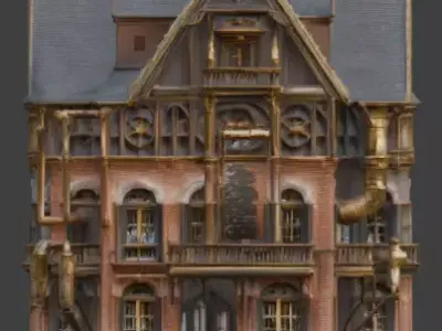 Steampunk Victorian Residential Manor 3D Model Low-poly 3D model