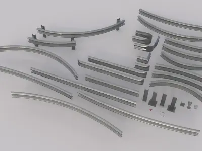 Road Barrier Guardrail Pack Low-poly 3D model