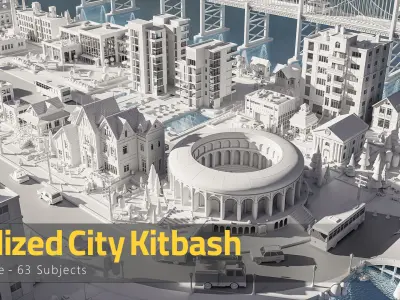 415 Stylized City Elements  Kitbash Collection Low-poly 3D model