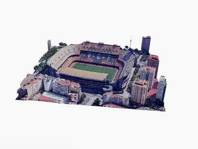 Mestalla stadium - Valencia c f Low-poly 3D model