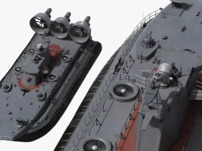  Russian Zubr-Class Landing Craft with Propulsion Ducts Gray Simplified 