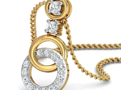 pendant round diamond in gold 3D print model