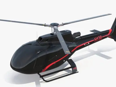  H130 Fenestron Tail Rotor Helicopter Black Simplified 