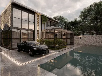 Modern Minimalist Villa Community Render Ready Lumion Scene 3D model