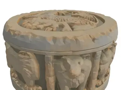 Ancient Stone Plinth with Animal Reliefs Low-poly 3D model