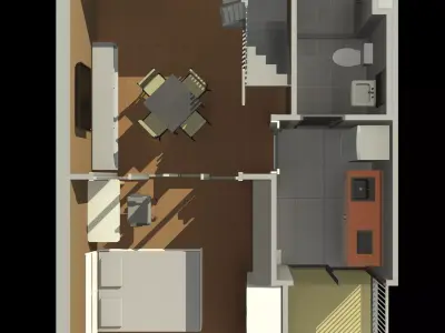 Double space apartment room by REVIT 25R14 3D model