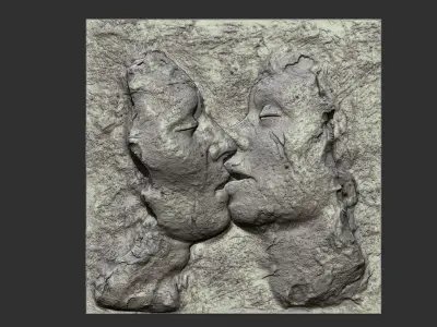 Kissing couple wall decor  for cnc carving 3D print model