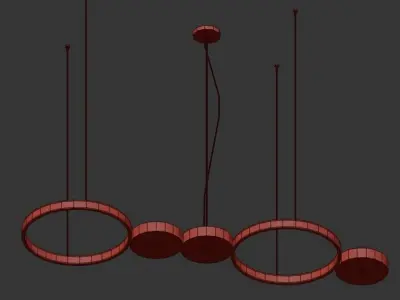MAVIS chandelier with four circular lights hanging from ceiling 3D model