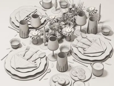 table set 106 Low-poly 3D model