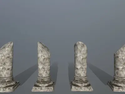 broken pillar Low-poly 3D model