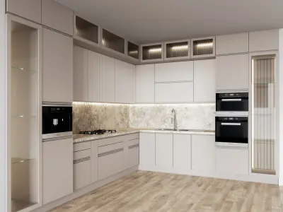 Kitchen004 kitchen with cabinets and wood floors Low-poly 3D model