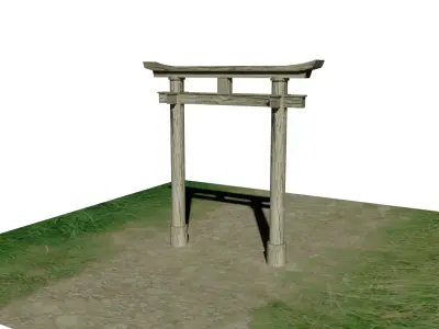 Japanese gate Torii Low-poly 3D model