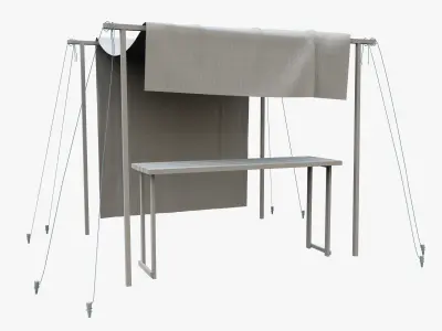 Market Stall Cotton Low-poly 3D model