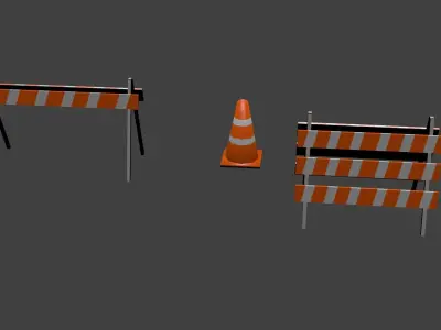 Street asset bundle Low-poly 3D model