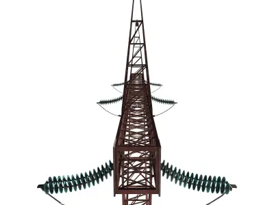 Electricity Pole 3 Weathered 3D model