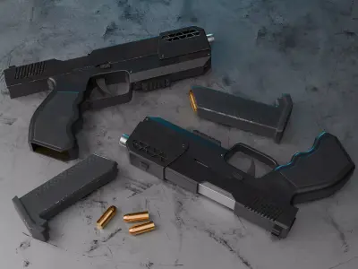 Modern Sci-fi Pistol Low-poly 3D model
