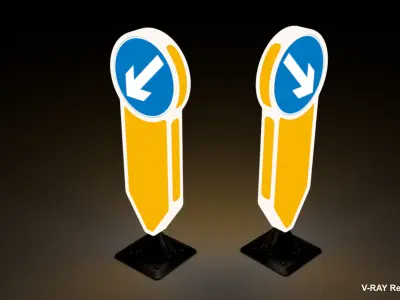 Traffic Island Bollard - Retroflective SR Low-poly 3D model