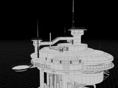 Futuristic well detailed Observation Tower Low-poly 3D model