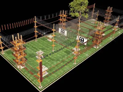 the site of competitions for crossing obstacles at height 3D model