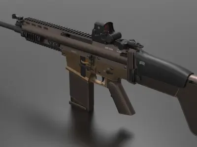 FN Scar Gun Low-poly 3D model