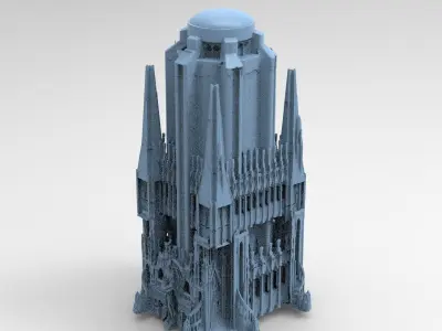 Ancient Hyborian stone temple Towers 3D model