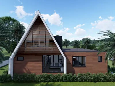Rustic A-Frame Cabin House 3D model