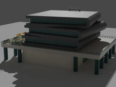 Book Shaped Low Poly Library Low-poly 3D model