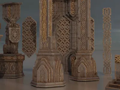 Dwarven architecture Kitbash Set 3D model