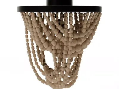Tiered Wood Bead Semi-Flush Mount Chandelier Low-poly 3D model
