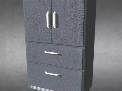 Animated Old Leather Fridge Low-poly 3D model