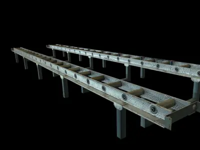 Airport cargo track roller Low-poly 3D model
