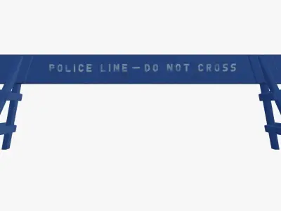 Police Line Wooden Barrier Low-poly 3D model