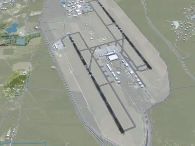 Jackson - Medgar Wiley Evers Airport 10km Low-poly 3D model