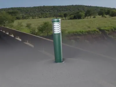 Low-Poly Moss Green Light Column 20 - Street Light Set-9 Low-poly 3D model