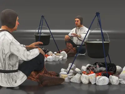  Medieval Peasant by Fire 