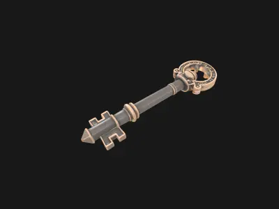 antique 1950s key design Low-poly 3D model