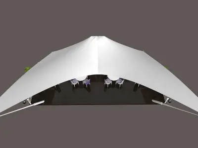 Tent model with tables and chairs 3D model