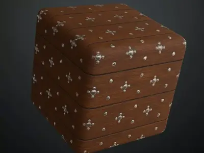 Polished Wood Planks with Ornate Silver Star Studs PBR Seamless Texture