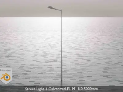 Street Light 4 Galvanized F1 M1 K0 5000mm Low-poly 3D model