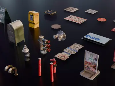 New York Street Props Low-poly 3D model