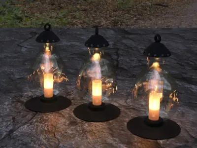 Simple Cemetery Candle Set Free low-poly 3D model