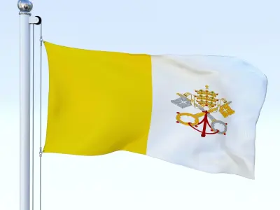 Animated Vatican City Flag Low-poly 3D model