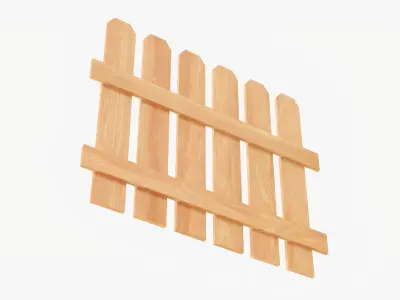 Wooden fence 02 3D model