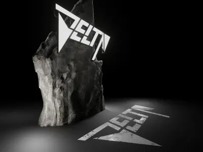 Delta facade logo signboard and decal Low-poly 3D model